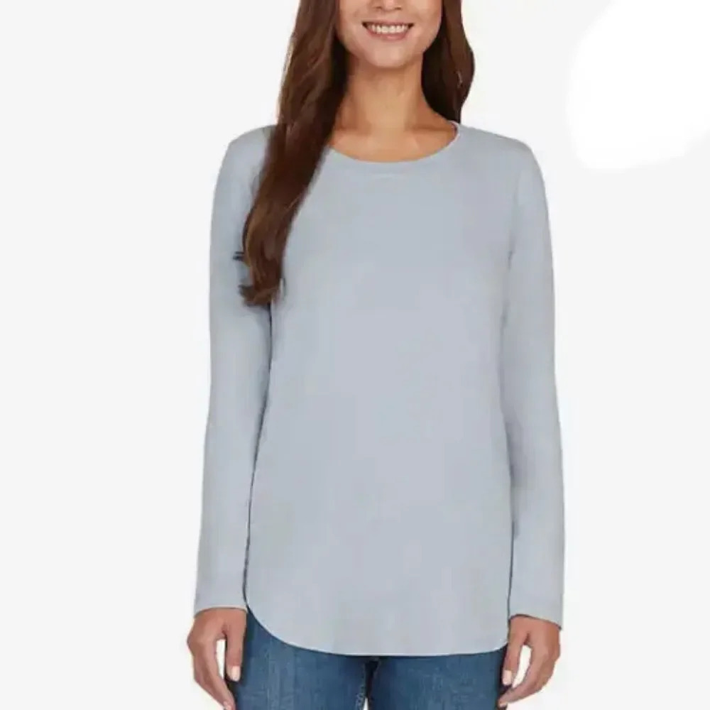 Matty M Lightweight  Crewneck Tunic Top Dusty Blue XL